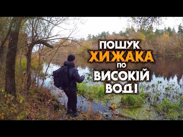 РИБАЛКА з БЕРЕГА на СПІНІНГ в ЛИСТОПАДІ. ПОШУК ХИЖАКА по ВИСОКІЙ ВОДІ