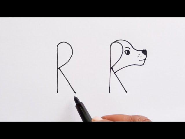 Dog Drawing With RR Letter | Dog Drawing From RR Letter | How To Turn RR Letter In Dog Drawing