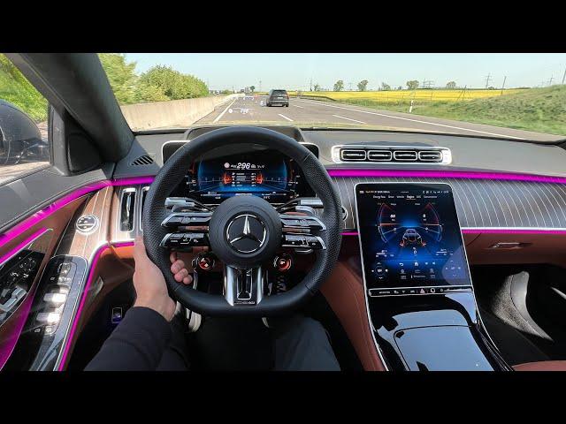 +300 AUTOBAHN Mercedes S63 AMG POV DRIVE! NEW 2025 802 HP V8 HYBRID!