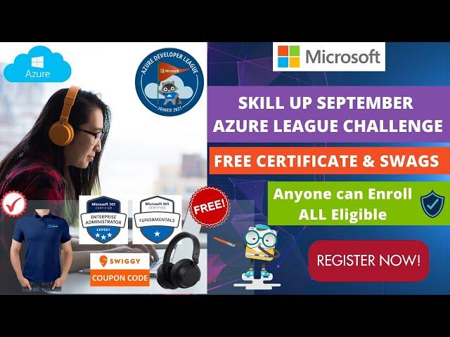 Microsoft Skill up September Challenge | FREE Microsoft SWAGS | Azure League Skills Challenge