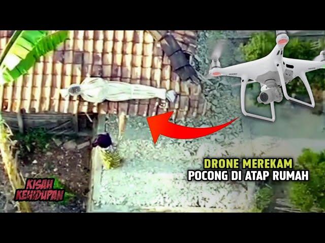 Terekam Drone Pocong Lagi Tiduran di Atap Rumah Warga