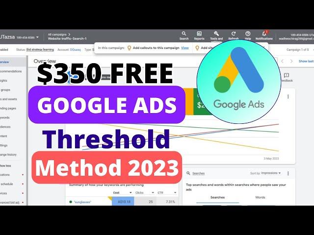 Get $350 Google Threshold Method 2023 | virtual Card For Google Ads threshold