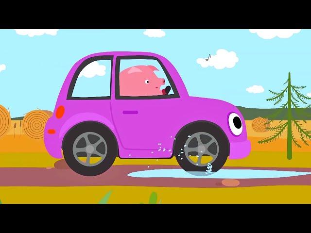 КОТЭ ТВ - Свинка на машинке - Песенки для детей про машинки и животных