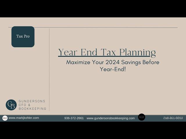 ️Year End Tax Planning: Maximize Your 2024 Savings Before Year-End! ️