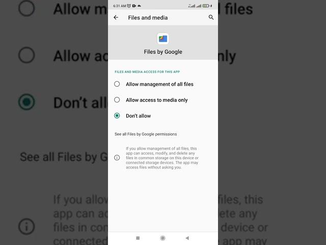 Google File Apps access permission setting on media