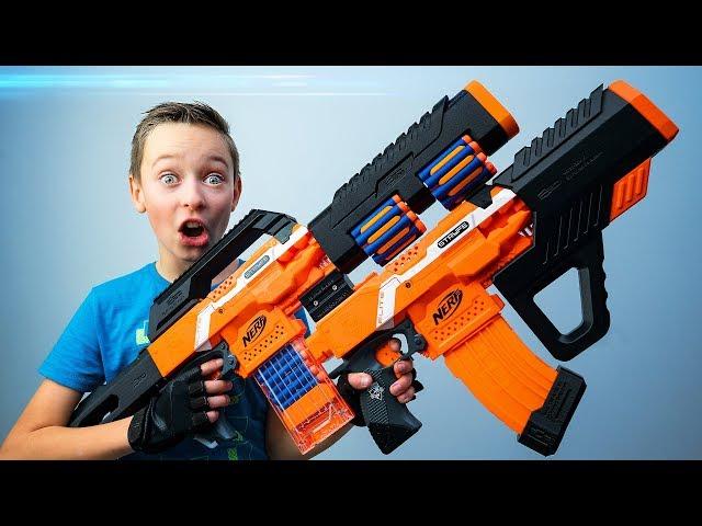 Nerf Gun Combos made from our Nerf Arsenal | Bro vs Bro Nerf Building Challenge