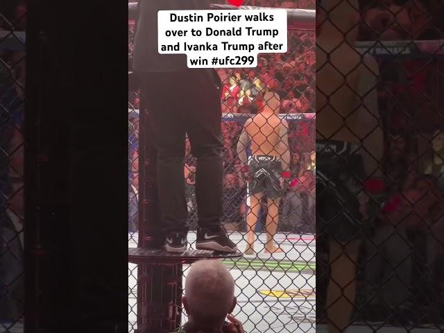 Dustin Poirier walks over to Donald Trump & Ivanka Trump after knocking out Benoit St. Denis #ufc299