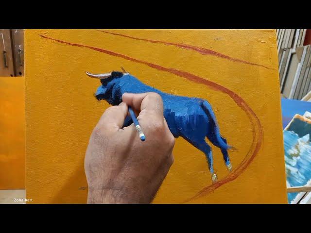 How to make easy bull painting, Spain festival, easy artwork