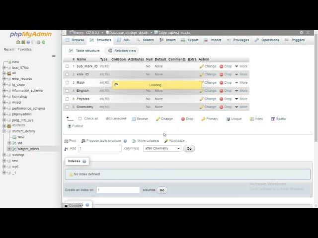 Adding PRIMARY KEY Constraints  & FOREIGN KEY Constraints using MySQL phpmyadmin MariaDB