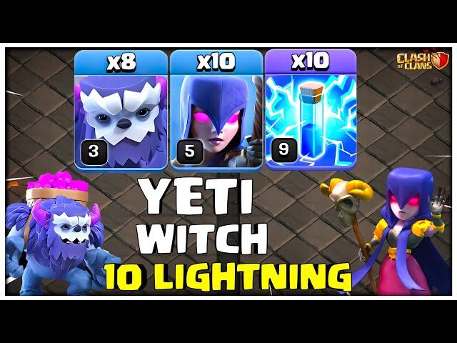 Th13 Yeti Witch Attack Strategy With 10 Lighting Spell | Best Th13 Attack Strategy in Coc