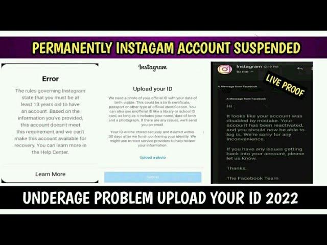 Upload Your ID Reactivate Instagram Suspended Account|You Must Be At Least 13 Years Old Problem 2022