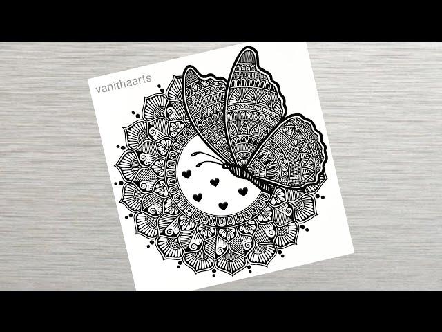 Butterfly Mandala Art | Mandala Art for Beginners Step-by-Step Tutorial #vanithaarts #butterfly