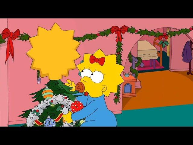 The Simpson Maggie puts her hairstyle on the Christmas tree.