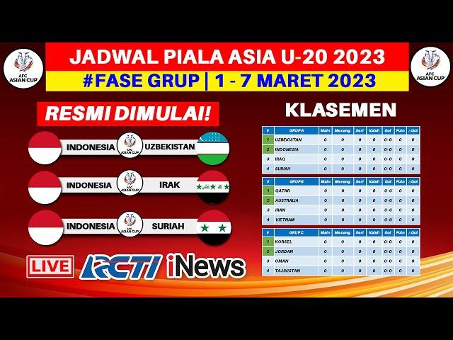 Jadwal Piala Asia U 20 2023 - Indonesia vs Uzbekistan - Indonesia vs Irak - Piala Asia U20 2023