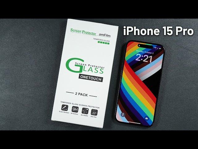 iPhone 15 Pro AmFilm Glass Screen Protector - install & Drop test!