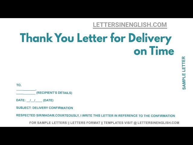 Thank You Letter For Delivery On Time - Sample Letter of Appreciation for Timely Delivery