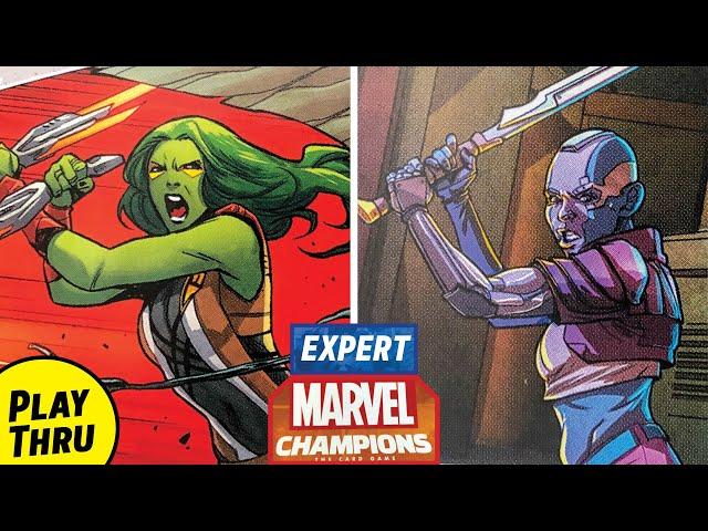 GAMORA vs Expert NEBULA  Double Feature  |  MARVEL CHAMPIONS Solo Playthrough