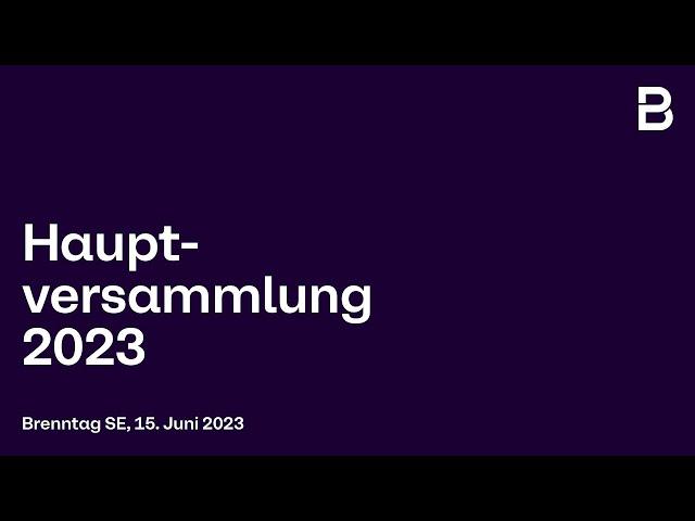 Brenntag Hauptversammlung 2023: CEO Rede