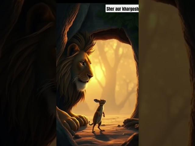 Sher aur khargosh ki kahani शेर ओर खरगोश की कहानी#animalstories #lion #rabbit #ai#inspiringstories