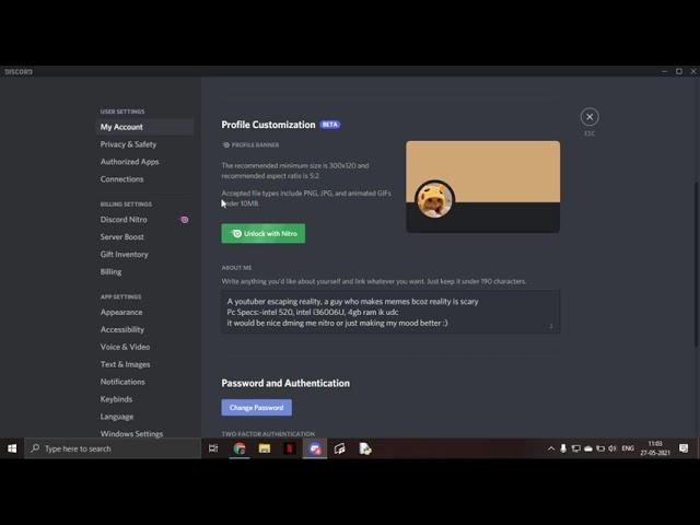 new discord upcoming feature 2021 about me and user banner