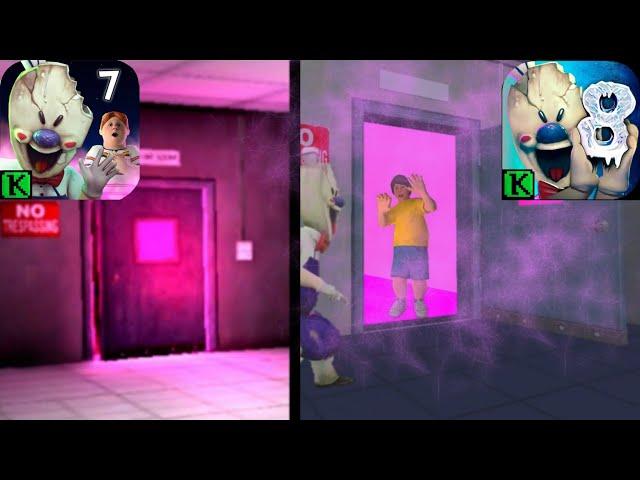 Ice Scream 7 Vs Ice scream 8 Gameplay + Pink room + Secrets comparison | Ice Scream 8 Gameplay