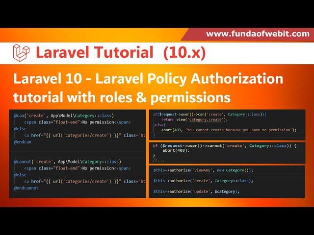 Laravel 10 - Laravel Policy Authorization tutorial step by step with roles & permissions