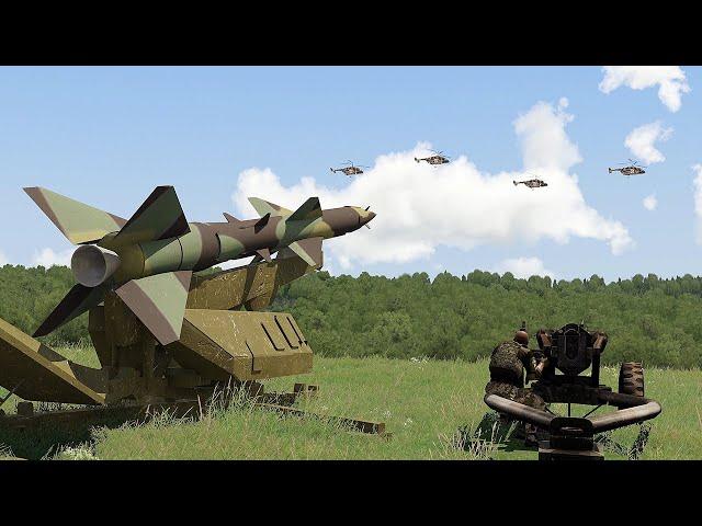 Patriot missile detects an attacking Ka-52 helicopter and strikes automatically - MILSIM