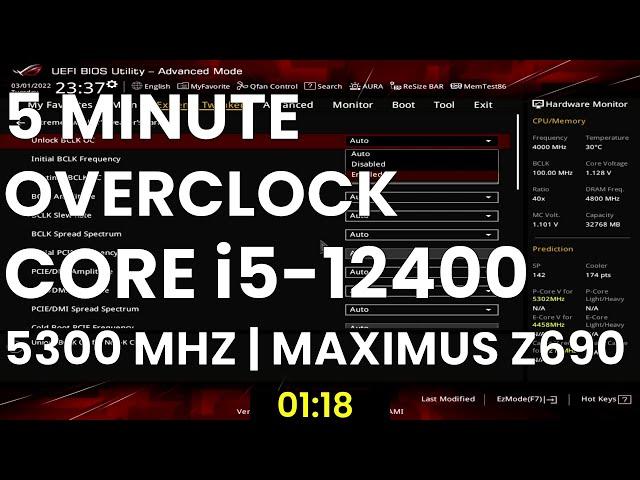 5 Minute Overclock: Core i5-12400 to 5300 MHz