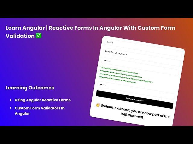 Learn Angular | Reactive Forms In Angular With Custom Form Validation 