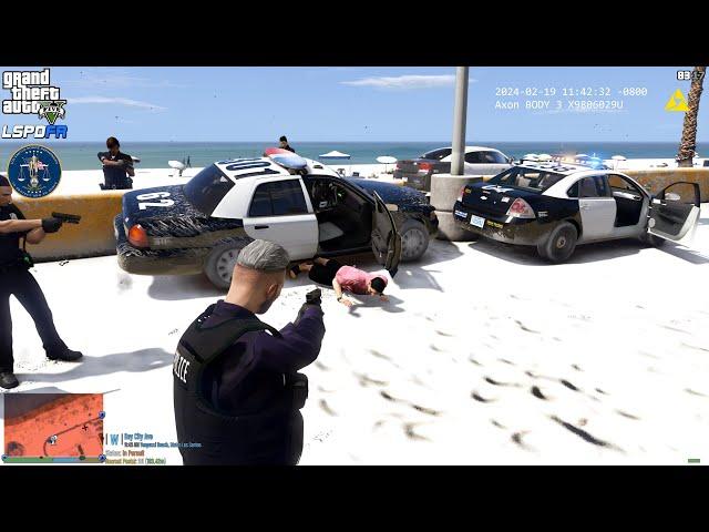 GTA V - LSPDFR 0.4.9 - LSPD/LAPD - Winter Patrol - Dangerous Driving | Realistic Pursuit - 4K