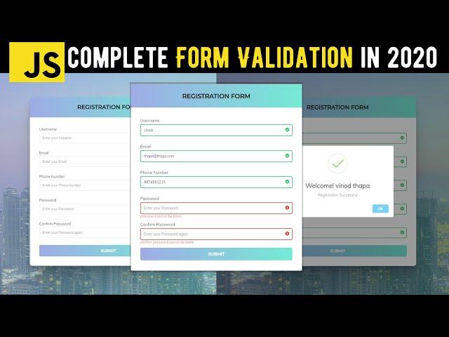  Complete JavaScript Form Validation in Hindi in 2020 | Registration, Login, Logout Forms