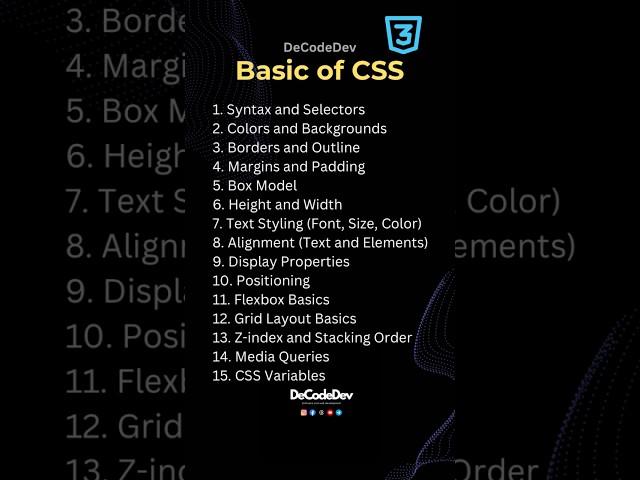 Basic CSS topics #html #css #coding #webdevelopment