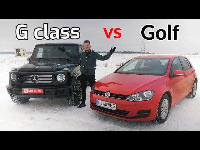 Mercedes G class vs Volkswagen Golf - Cât de mult contează ANVELOPELE?