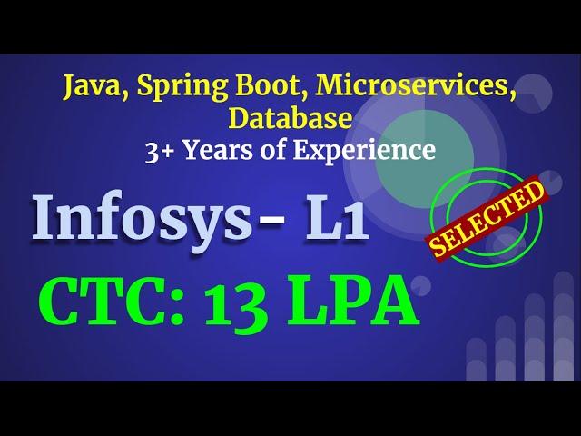 Infosys 3 Years Java Experience | Java | Spring Boot | Microservices | Selected