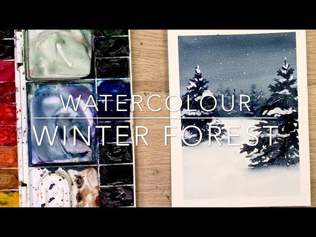 How To Paint A Watercolour Winter Forest Scene