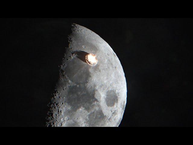 Asteroid falling on the moon