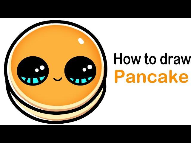 How to draw a cute pancake easy step by step