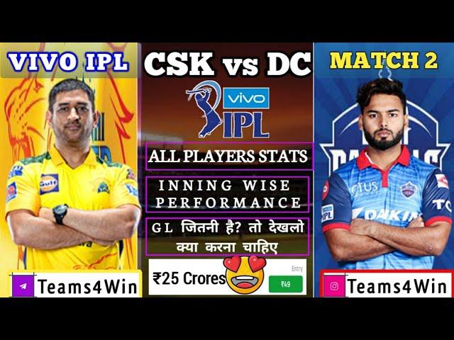 CSK vs DC Dream11, CSK vs DC Dream11 Team, CSK vs DC Dream11 Prediction 2021, CSK vs DC, IPL 2021