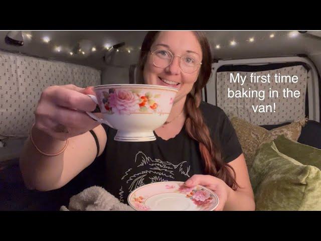 Living in my van | Baking strawberry muffins in the Coleman stovetop oven #vanlife #baking #muffins