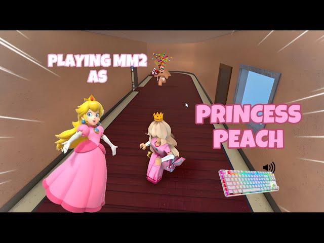 PRINCESS PEACH DESTROYS TEAMERS IN MM2 + GAMEPLAY (KEYBOARD ASMR)