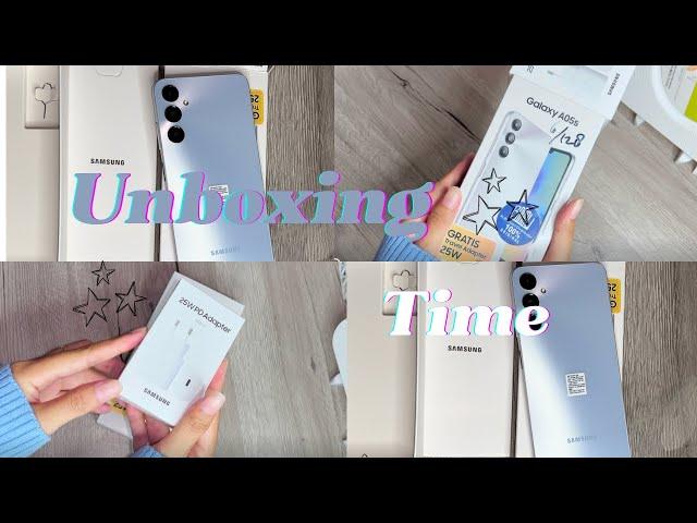 Unboxing Hp Samsung Galaxy A05s silver accesoris case aestetic 