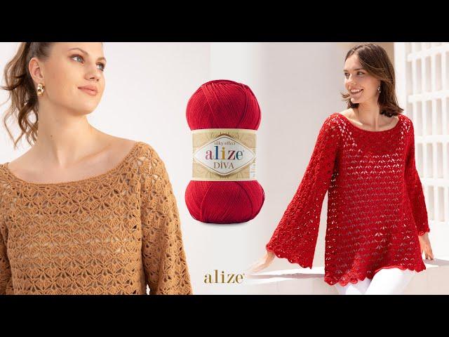 Crochet Shell Stitch Blouse with Alize Diva