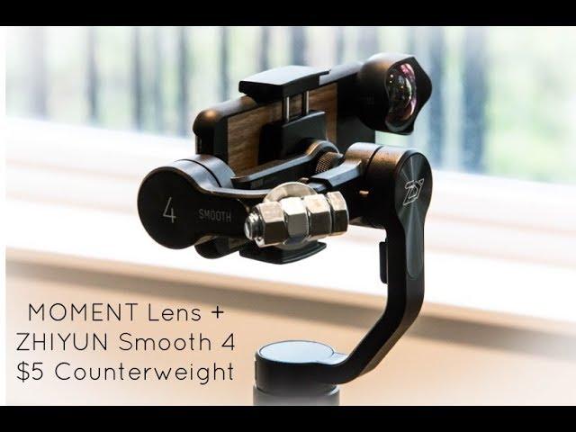 ZHIYUN 4 + MOMENT Lens - Counterweight Issue SOLVED for $5!