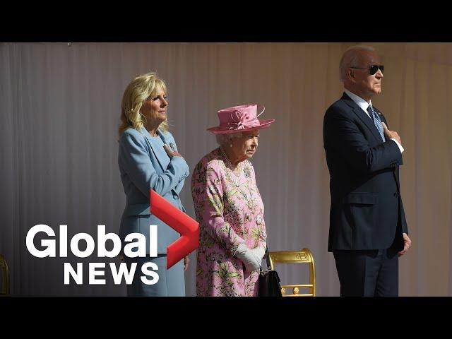 Bidens meet with Queen Elizabeth II, inspect guard of honour | FULL