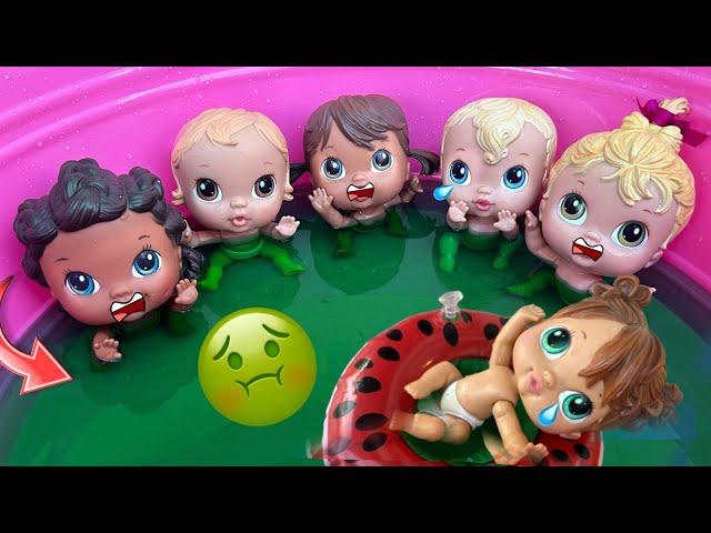 NEW Baby alive crib life dolls swimming in dirty pool! 