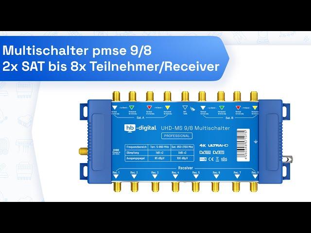 Multischalter SAT hb-digital UHD-MS 9/8 bis zu 8 Teilnehmer 1302