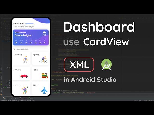 Dashboard UI Design use CardView in Android Studio | App Design to XML