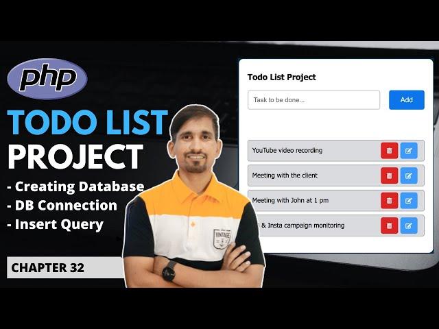 PHP PROJECT: Todo List - Part 1 | Web Development Tutorial, Chapter 32