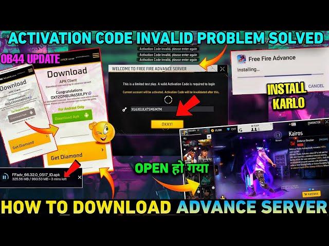 ACTIVATION CODE INVALID  HOW TO DOWNLOAD FREE FIRE ADVANCE SERVER 2024  | KAISE DOWNLOAD KAREN!