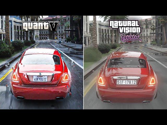 GTA V: QuantV vs NaturalVision Evolved Side by Side Comparison (Ray-Tracing Graphics MOD)